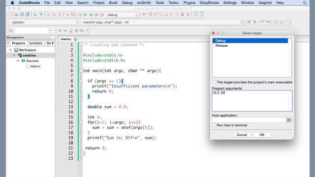 105 How to pass command line arguments in Codeblocks смотреть онлайн