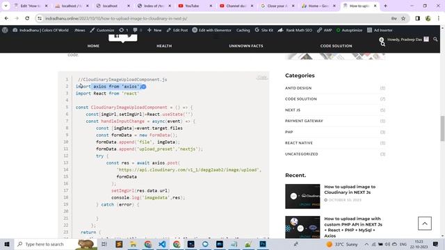 How to upload image to Cloudinary in NEXT Js+React Js смотреть онлайн