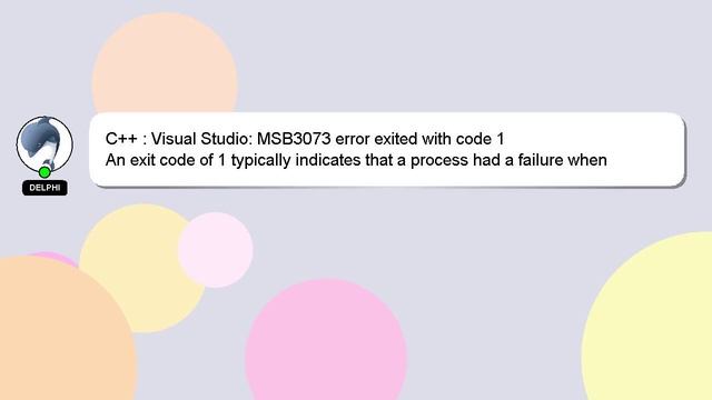 C++ : Visual Studio: MSB3073 error exited with code 1 смотреть онлайн