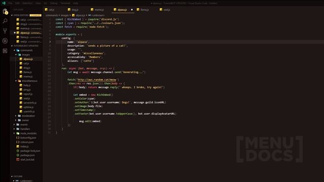 Discord.js v11 Bot Tutorial - Cat, Dog, Meme & more (Episode #22) | MenuDocs смотреть онлайн