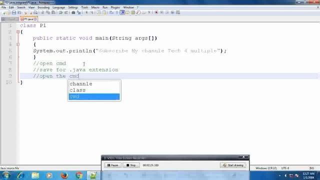 Java first program Hello world use notepad ++ || run on cmd смотреть онлайн