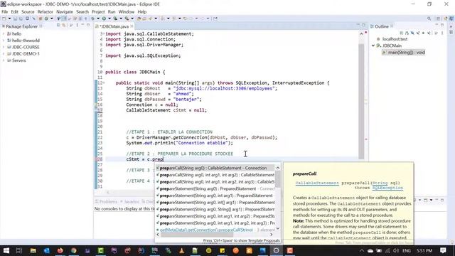 JAVA/JDBC : 19 - L'interface CallableStatement - Procédure param IN смотреть онлайн