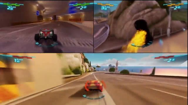 Cars 2 Crazy 3 Player Split Screen Battle Race Francesco vs Max vs Miguel смотреть онлайн