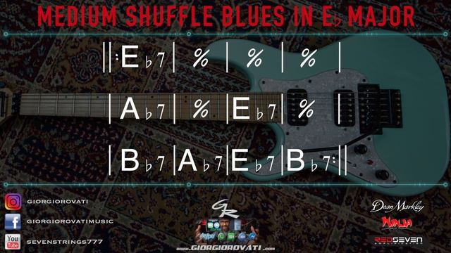 Eb Major Medium Shuffle Blues Backing Track - Bass and Drum - Giorgio Rovati смотреть онлайн