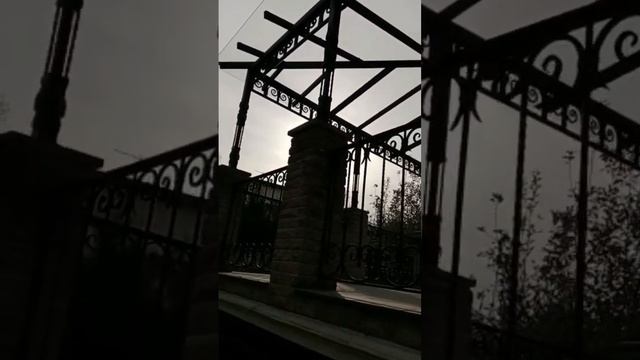 Навес из монолитного поликарбоната с ковкой