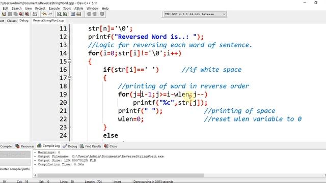 C Reverse Words of String смотреть онлайн