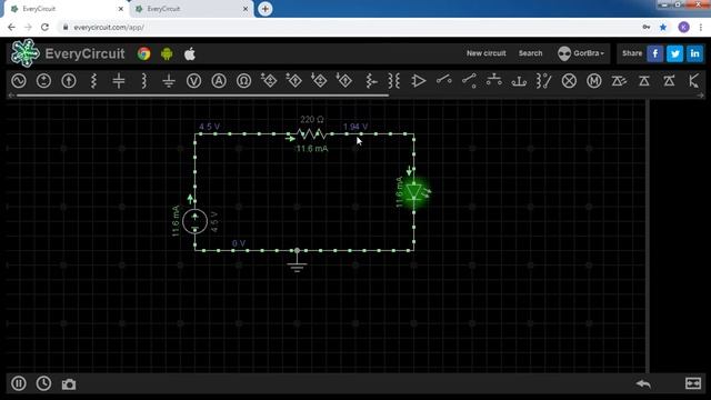 EveryCircuit Led Simulation смотреть онлайн