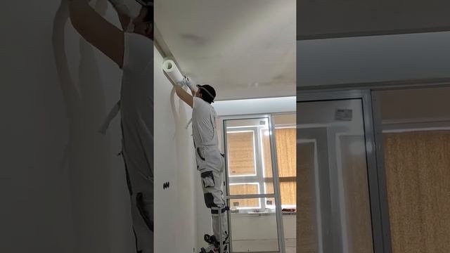 Поклейка стеклохолста на потолок. смотреть онлайн