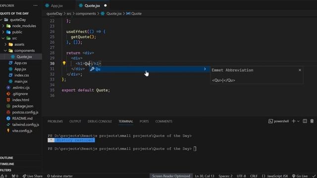 Create Random Quote Generator Using React and Tailwind CSS #reactjs #tailwindcss смотреть онлайн