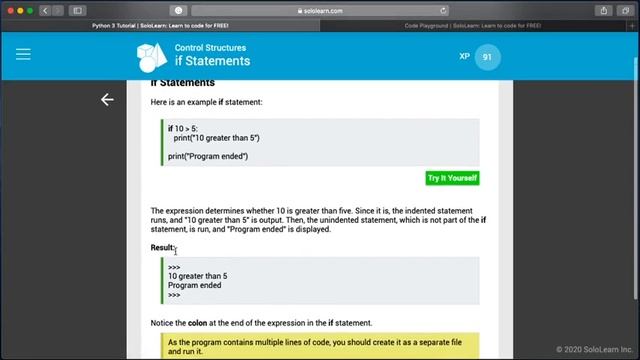 2. Sololearn - Control structures - Digital Student Online School смотреть онлайн