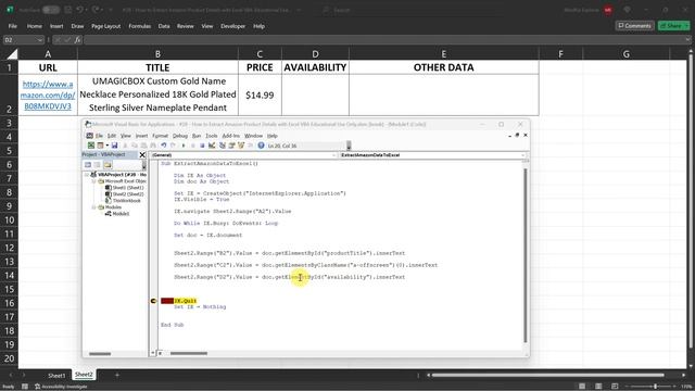 #28 How to Extract Amazon Product Details with Excel VBA Educational Use Only смотреть онлайн