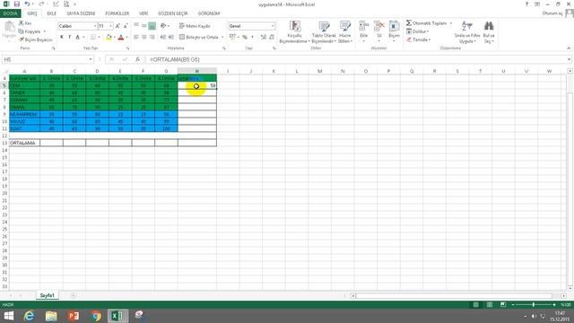 Microsoft Excel 2013- Topla, Ortalama , Mak ve Min Formülleri #30 смотреть онлайн