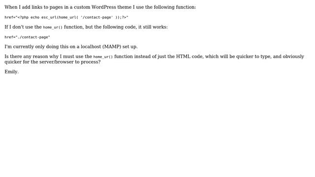 Wordpress: Using Static HTML instead of the `home_url()` WP function смотреть онлайн