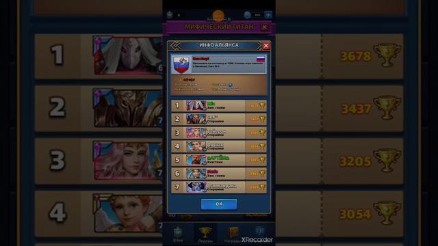 Mythwars. Результаты по Мифическому титану и награды.