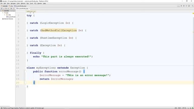 PHP Tutorial - #86 - Error Handling: try/catch/finally смотреть онлайн