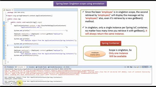 Mastering Spring Singleton Scope with Annotations | Spring Tutorial смотреть онлайн