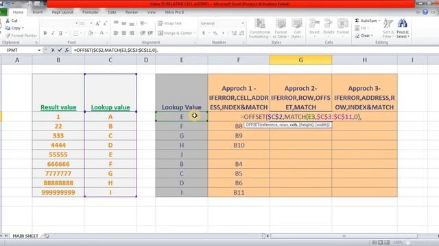 Video 54 Extracting Relative Cell Address of result value SACHIN VARTAK EXCEL смотреть онлайн