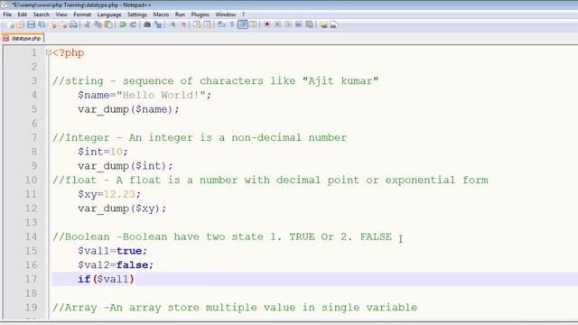 How to use datatypes in Php in hindi 7 of 30 смотреть онлайн