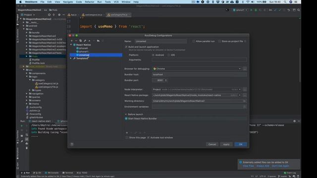 React Native Run and Debug in the WebStorm смотреть онлайн