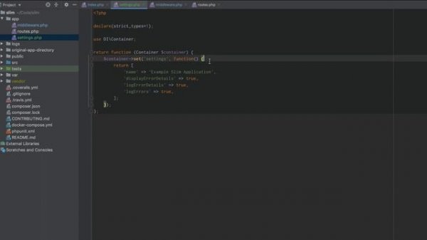 Php slim framework ?? ??(routing, middleware, container, etc...)