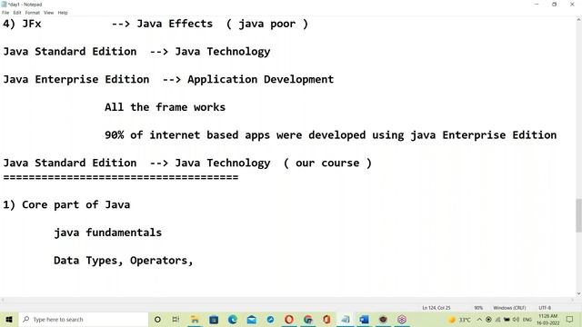 CORE JAVA tutorials || Demo - 1 || by Mr. Nageswar Rao On 16-03-2022 @10:45AM IST смотреть онлайн