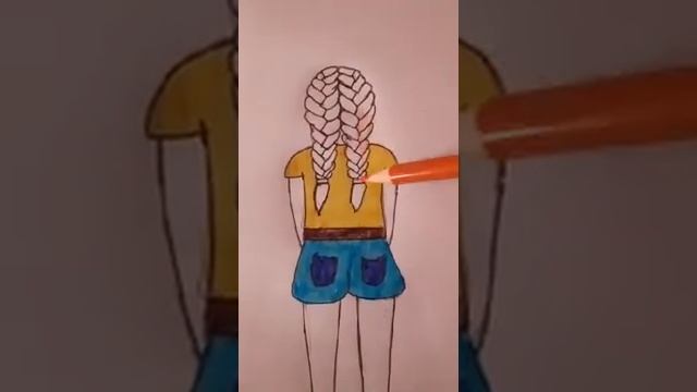 Как нарисовать красивую девочку в шортах и с косичками смотреть онлайн