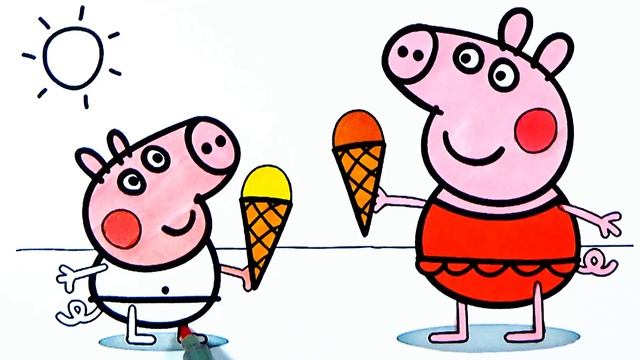 Свинка Пеппа Раскраска. Peppa Pig Coloring.
