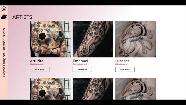 "Black Dragon Tattoo Studio" Figma Prototype Web Deisgn смотреть онлайн