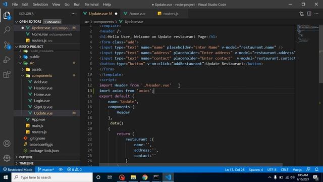 Vue js project in Hindi #19 Prefill Update Restaurant Form смотреть онлайн