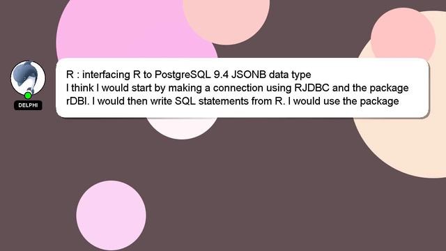 R : interfacing R to PostgreSQL 9.4 JSONB data type смотреть онлайн