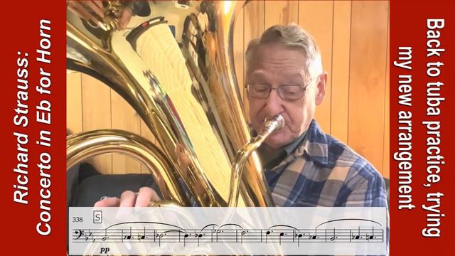 Tuba Practice: Strauss Horn Concerto on Eb Tuba. Excerpts from 3rd Movement with Music On Screen смотреть онлайн