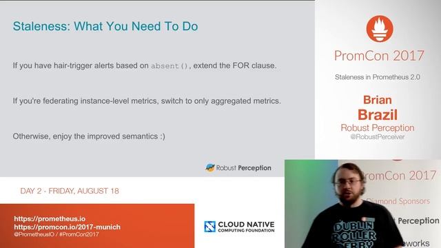 PromCon 2017: Staleness and Isolation in Prometheus 2.0 - Brian Brazil смотреть онлайн