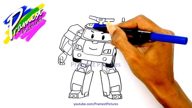 Robocar Poli | Cara Menggambar Dan Mewarnai Gambar Mobil Robot смотреть онлайн