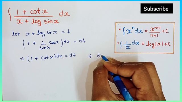 Q32 | Integration of 1 + cot x upon x + log sin x | Integrate (1 + cot x)/(x + log sin x) dx смотреть онлайн