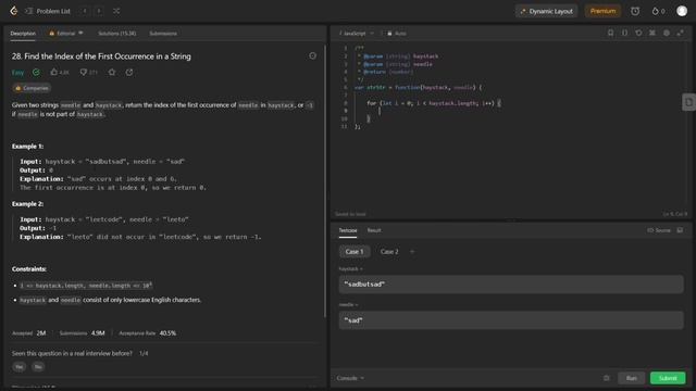 28. Find the Index of the first Occurrence in a string LeetCode Explanation - EASY - JavaScript смотреть онлайн