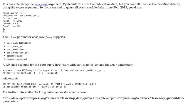 Wordpress: How to use WP_Query to filter posts modified after a specific date? смотреть онлайн