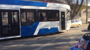 Репортаж о новом трамвае в городе Евпатория