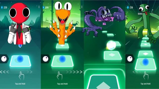 Rainbow Friends Blue Vs Green Vs Orange Vs Red - Tiles Hop Dancing Road! #tileshop #rainbowfriends