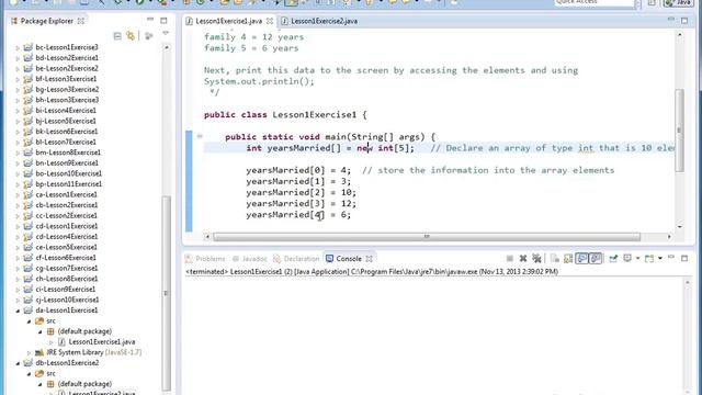 Learn Java - Exercise 01x - Creating Arrays & Accessing Elements смотреть онлайн