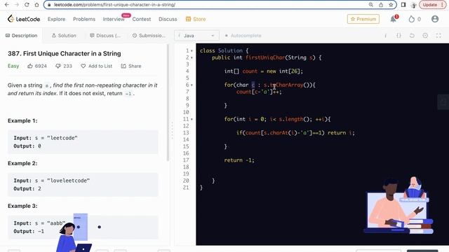 First Unique Character in a String | Leetcode Java смотреть онлайн