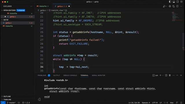 How to get an IP address from a host name? (Example in C) смотреть онлайн