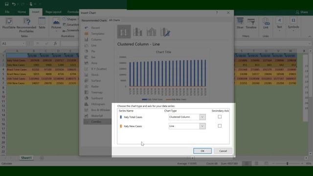 Combo Chart in Excel | Coronavirus Chart | Time Series Data Visualization смотреть онлайн