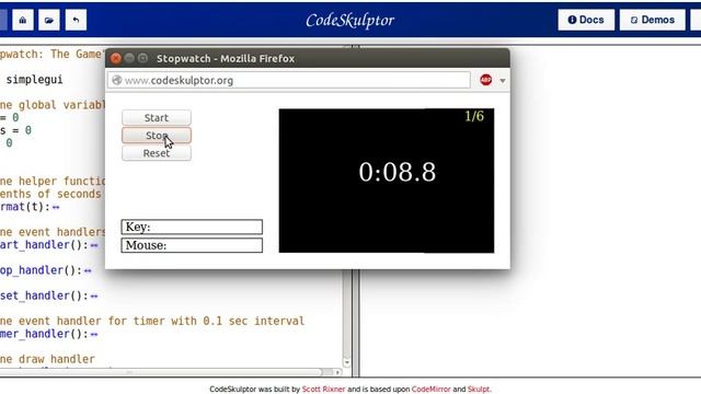 Stopwatch game using Python and simplegui framework смотреть онлайн