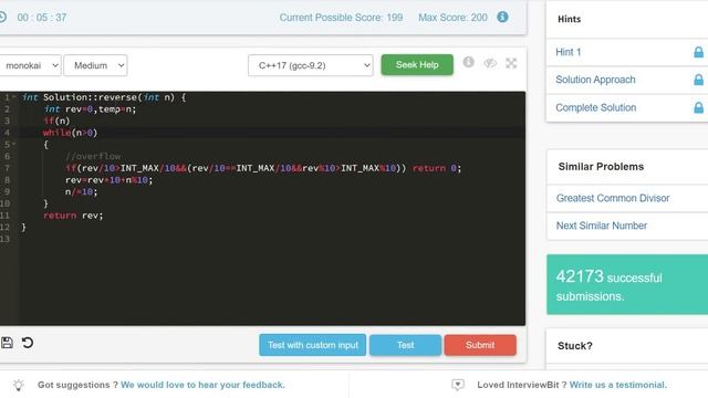 3.7 REVERSE INTEGER (Math)-Interviewbit #math#programming смотреть онлайн