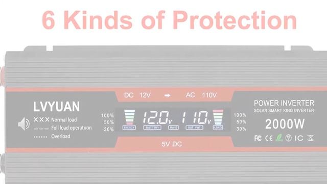 Cantonape 800W Car Power Inverter DC 12V To 110V AC Converter With LCD Display Dual AC Outlets