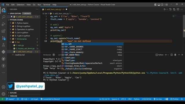 Access, add and remove items from set смотреть онлайн