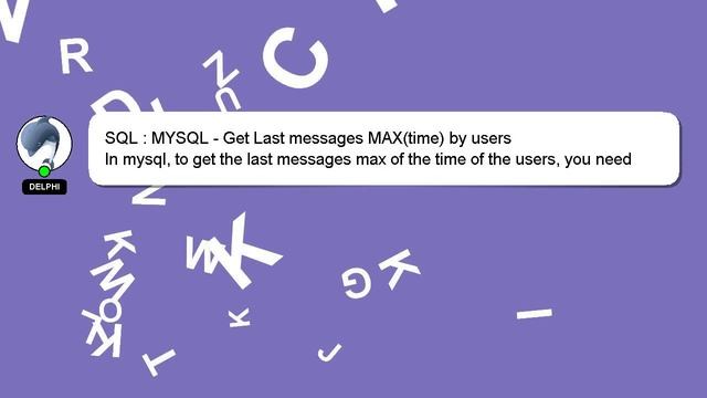SQL : MYSQL - Get Last messages MAX(time) by users смотреть онлайн