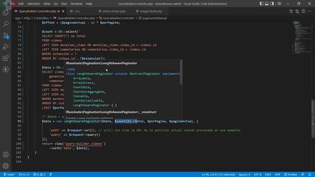 Pagination Laravel | Paginador manual en Laravel - Optimizar consulta SQL смотреть онлайн