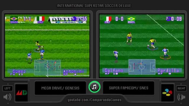 International Superstar Soccer Deluxe (Sega Genesis vs Snes) Side by Side Comparison | Vc Decide смотреть онлайн