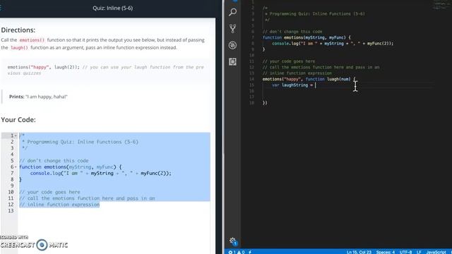 Udacity - Inline Quiz Walkthrough - JavaScript смотреть онлайн